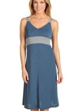 Kuhl Prima Aerosoft Women's XS Blue Knit V-Neck Sleeveless Knee Length Dress